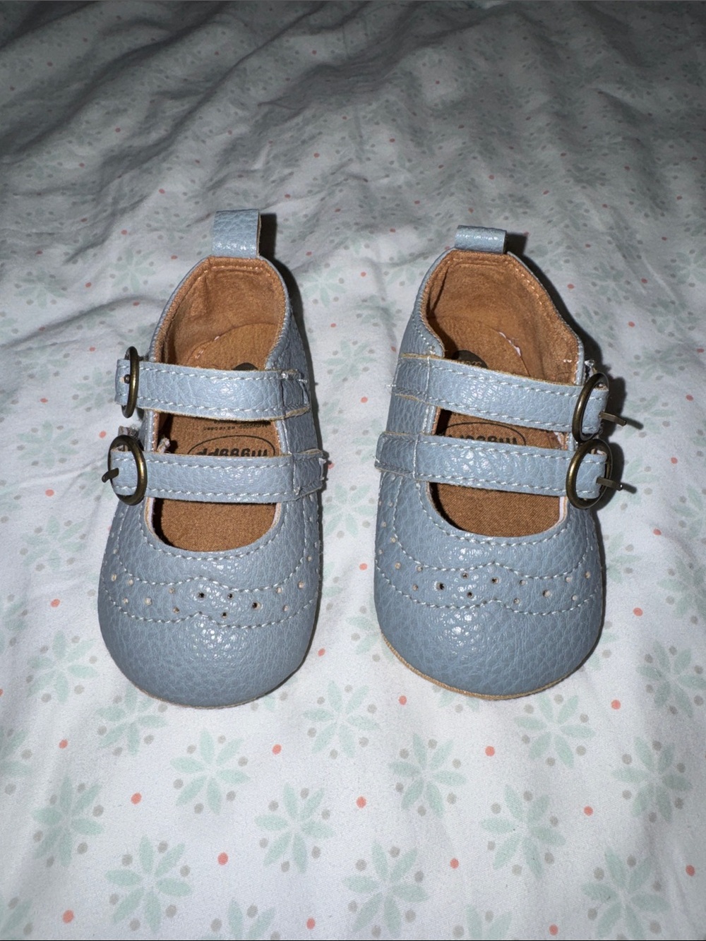 Baby Mary Jane Walker Shoes in Soft Blue with Double Straps
